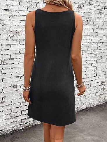 LUKYCILD Summer Dresses for Women 2024: Tropical Beach Tank Dress Vacation Coconut Tree Graphic Sleeveless Mini Sundress in Kuwait