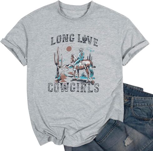 Cowgirl Western Shirts for Women Country Music Outfits Summer Vacation Short Sleeves Tops in Saudi Arabia