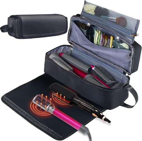 Hair Tools Travel Bag with Heat Resistant Pad, Portable Hair Tools Storage for Hair Straighteners, Curling Iron and Hair Care Accessories, Traveling Essentials for Women in Saudi Arabia