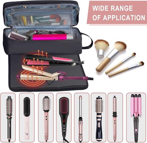 Hair Tools Travel Bag with Heat Resistant Pad, Portable Hair Tools Storage for Hair Straighteners, Curling Iron and Hair Care Accessories, Traveling Essentials for Women in Saudi Arabia