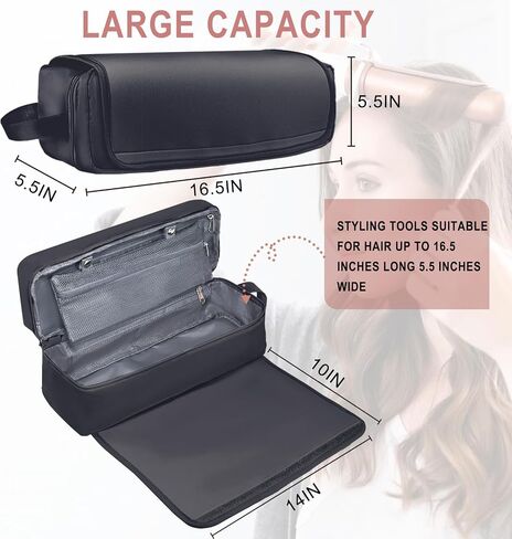 Hair Tools Travel Bag with Heat Resistant Pad, Portable Hair Tools Storage for Hair Straighteners, Curling Iron and Hair Care Accessories, Traveling Essentials for Women in Saudi Arabia