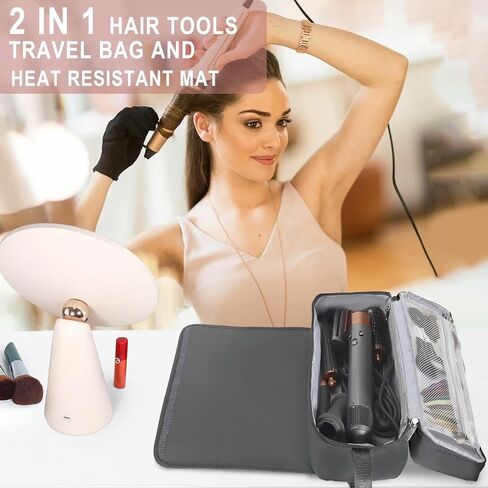 Hair Tools Travel Bag with Heat Resistant Pad, Portable Hair Tools Storage for Hair Straighteners, Curling Iron and Hair Care Accessories, Traveling Essentials for Women in Saudi Arabia