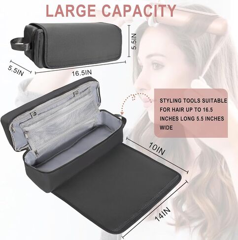 Hair Tools Travel Bag with Heat Resistant Pad, Portable Hair Tools Storage for Hair Straighteners, Curling Iron and Hair Care Accessories, Traveling Essentials for Women in Saudi Arabia