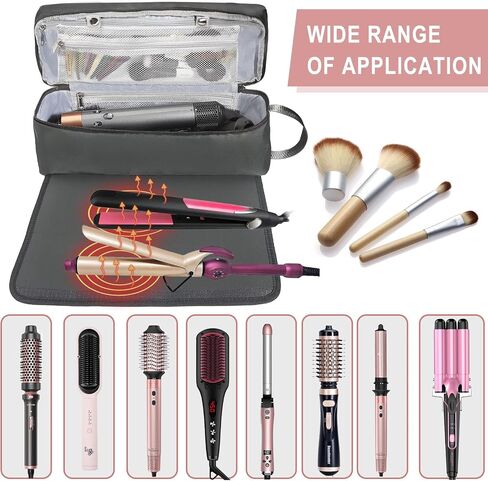 Hair Tools Travel Bag with Heat Resistant Pad, Portable Hair Tools Storage for Hair Straighteners, Curling Iron and Hair Care Accessories, Traveling Essentials for Women in Saudi Arabia
