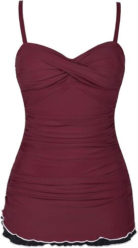 Mycoco Women's One Piece Swimdress Tummy Control Bathing Suit Front Cross Monokini Ruffled Hem Swimsuits Swim Dress in Saudi Arabia