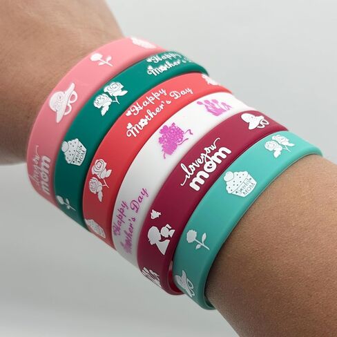 24 عبوة من أساور السيليكون لعيد الأم السعيد، لوازم الحفلات، شكرًا لك أمي، أساور معصم مطاطية تحفيزية، أفضل هدايا عيد ميلاد للأم، هدايا جوائز، مجموعة من الأساور، حقيبة جودي in Kuwait