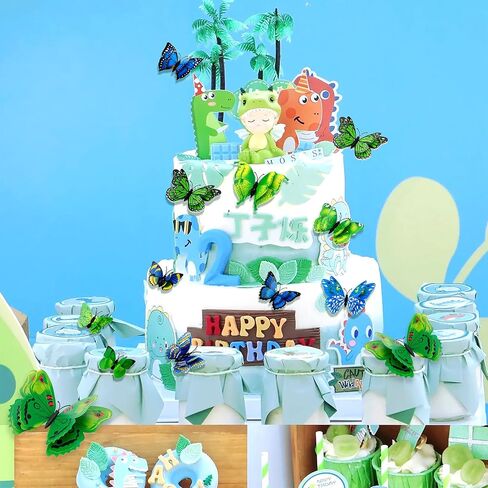 3D Butterfly Decorations Wall Art, 24 Pcs Removable Stickers Room Mural for Party Cake Decoration Kids Bedroom Nursery Classroom Wedding Decor (Blue & Green) in Saudi Arabia