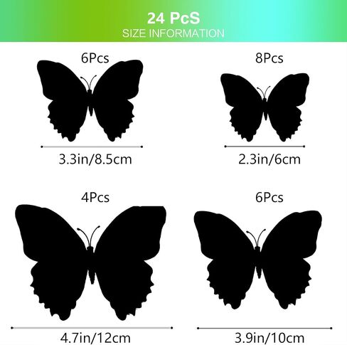 3D Butterfly Decorations Wall Art, 24 Pcs Removable Stickers Room Mural for Party Cake Decoration Kids Bedroom Nursery Classroom Wedding Decor (Blue & Green) in Saudi Arabia