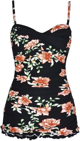 Mycoco Women's One Piece Swimdress Tummy Control Bathing Suit Front Cross Monokini Ruffled Hem Swimsuits Swim Dress in Saudi Arabia