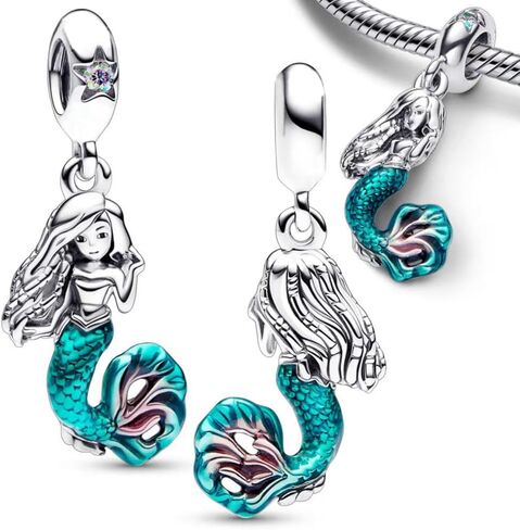 The Little Mermaid Ariel Dangle Charm 925 Sterling Silver Pendant,Girl Jewelry Beads Gifts for Women Bracelet&Necklace in Kuwait