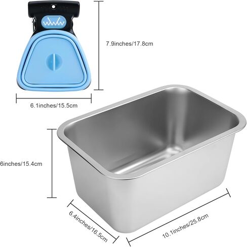 أوعية للكلاب من الفولاذ المقاوم للصدأ مع مغرفة لمخلفات الكلاب، وعاء ماء كبير الحجم للكلاب في الهواء الطلق للكلاب المتوسطة والكلاب كبيرة الحجم، وأوعية للطعام والماء للاستخدام الداخلي والخارجي in Kuwait