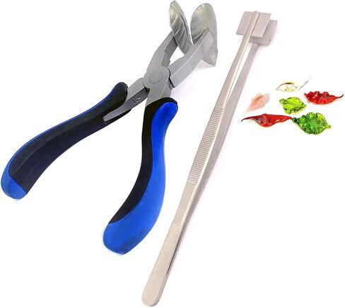 Glassblowing Boro Lampwork Bead Leaf Masher Plier With Flat Masher Tweezer (Satin(Silver)) in Saudi Arabia