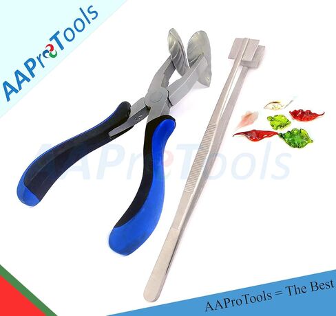 Glassblowing Boro Lampwork Bead Leaf Masher Plier With Flat Masher Tweezer (Satin(Silver)) in Saudi Arabia