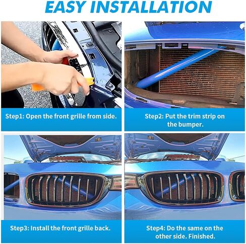 ألفا رايدر متوافق مع BMW F20 F30 F21 F22 F23 F31 F32 F33 F34 F36 F40 F44 الجبهة مصبغة إدراج شرائط تقليم إطار غطاء ملصقات ديكورات السيارة الأحمر (2PCS) in Kuwait