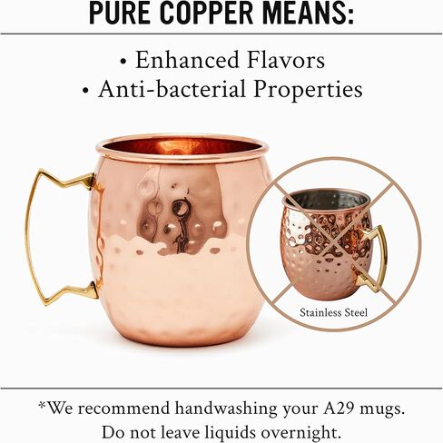will's Moscow Mule Copper Mugs - Set of 4-100% Pure Solid Copper Mugs - 16 oz Premium Gift Set with 4 Cocktail Copper Straws, Shot Glass and Recipe Booklet (Set of 4) in Saudi Arabia