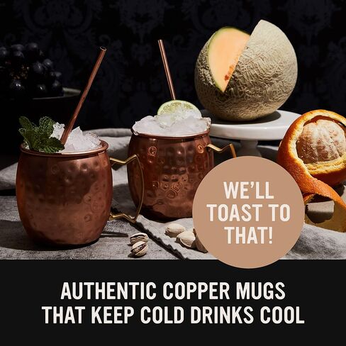 will's Moscow Mule Copper Mugs - Set of 4-100% Pure Solid Copper Mugs - 16 oz Premium Gift Set with 4 Cocktail Copper Straws, Shot Glass and Recipe Booklet (Set of 4) in Saudi Arabia
