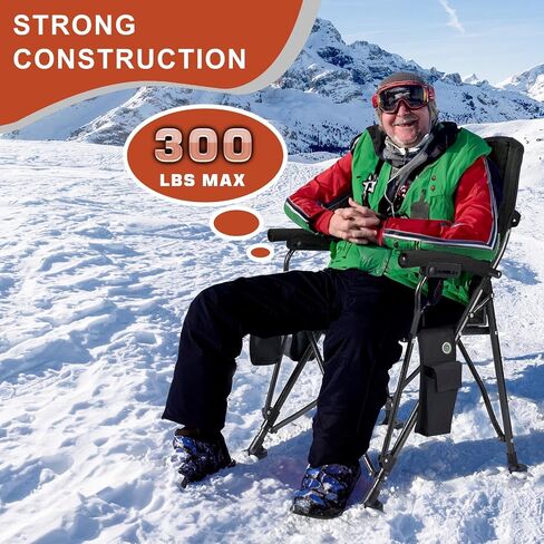 Heated Camping Chair with Storage Bag, Outdoor Heated Chair with Heats Back and Seat, 3 Heat Levels Heated Folding Chair for Outdoor Sports with Cup Holder, Rich Pockets in Saudi Arabia