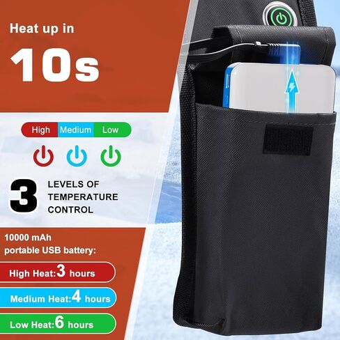 Heated Camping Chair with Storage Bag, Outdoor Heated Chair with Heats Back and Seat, 3 Heat Levels Heated Folding Chair for Outdoor Sports with Cup Holder, Rich Pockets in Saudi Arabia