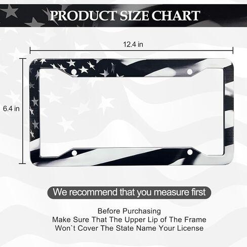 Black American Flag License Plate Frames - 2 Pack Patriotic Aluminum Metal Matte Gloss Stars Stripe US Flag Car Tag Plate Frame Holder Covers with 4 Fluttering Flag Car Valve Caps and Screws in Saudi Arabia