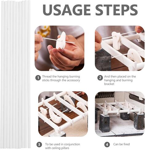 VILLCASE 10 قطع من أعواد حرق السيراميك، قضيب تشكيل المجوهرات، عصا الفرن ذات درجة الحرارة العالية، أدوات الفرن، أداة فرن الفخار، أداة فرن المجوهرات، قضيب خاص، أداة دعم أكسيد الألومنيوم، برو السيراميك الأبيض in Saudi Arabia