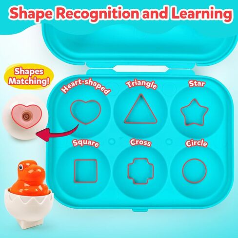 Dinosaur Matching Eggs Toys for Toddlers- Montessori Sensory Fun Educational Learning Fine Motor Puzzle Matching Games Best Easter Basket Stuffers Birthday Gifts for 1-3 Years Old Boys Girls in Saudi Arabia