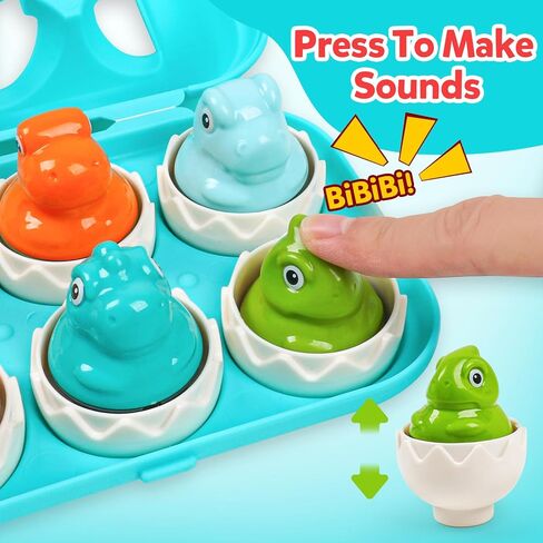 Dinosaur Matching Eggs Toys for Toddlers- Montessori Sensory Fun Educational Learning Fine Motor Puzzle Matching Games Best Easter Basket Stuffers Birthday Gifts for 1-3 Years Old Boys Girls in Saudi Arabia