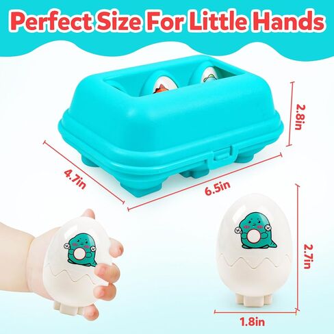 Dinosaur Matching Eggs Toys for Toddlers- Montessori Sensory Fun Educational Learning Fine Motor Puzzle Matching Games Best Easter Basket Stuffers Birthday Gifts for 1-3 Years Old Boys Girls in Saudi Arabia