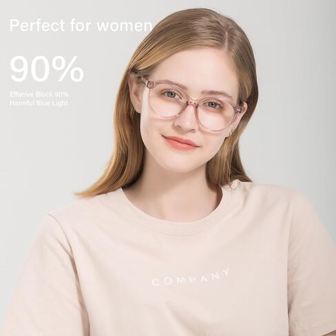 ANRRI نظارات الضوء الأزرق الوردي للنساء ريترو مستديرة الضوء الأزرق مرشح الكمبيوتر النظارات الموضة المضادة لإجهاد العين in Kuwait