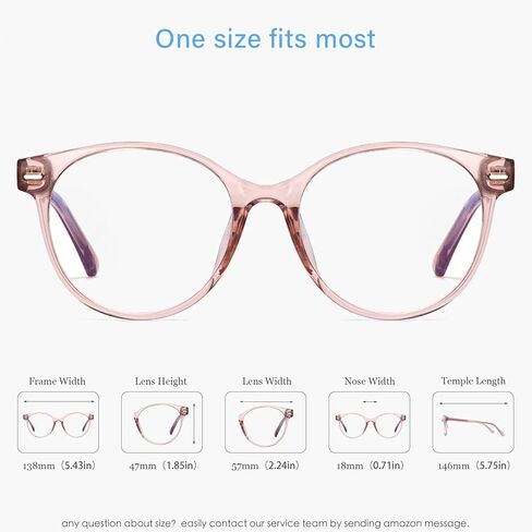 ANRRI نظارات الضوء الأزرق الوردي للنساء ريترو مستديرة الضوء الأزرق مرشح الكمبيوتر النظارات الموضة المضادة لإجهاد العين in Kuwait