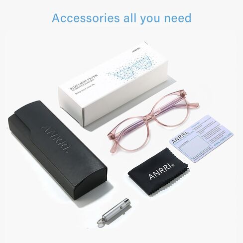 ANRRI نظارات الضوء الأزرق الوردي للنساء ريترو مستديرة الضوء الأزرق مرشح الكمبيوتر النظارات الموضة المضادة لإجهاد العين in Kuwait