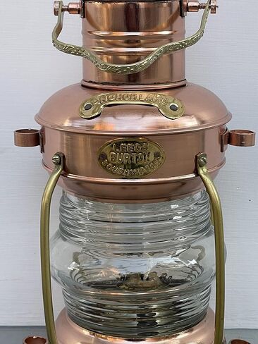 Copper Antique Anchor Oil Lamp Leeds Burton Nautical Maritime 14" Ship Lantern Nautical Copper Oil Lamp Anchor in Saudi Arabia
