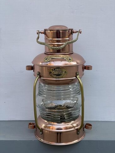 Copper Antique Anchor Oil Lamp Leeds Burton Nautical Maritime 14" Ship Lantern Nautical Copper Oil Lamp Anchor in Saudi Arabia