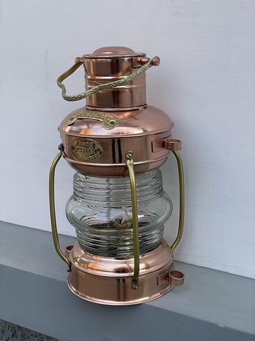 Copper Antique Anchor Oil Lamp Leeds Burton Nautical Maritime 14" Ship Lantern Nautical Copper Oil Lamp Anchor in Saudi Arabia