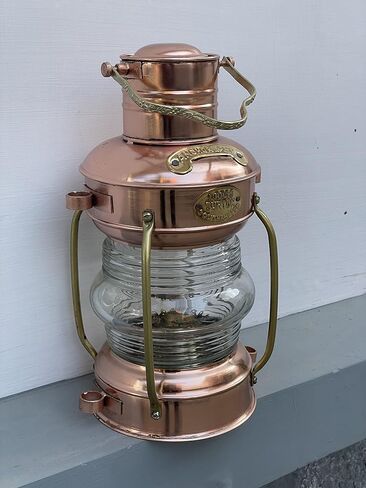 Copper Antique Anchor Oil Lamp Leeds Burton Nautical Maritime 14" Ship Lantern Nautical Copper Oil Lamp Anchor in Saudi Arabia