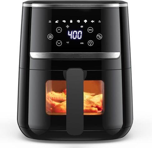 5.0 Qt Air Fryer Oven, Nonstick Cooker with Recipes, Oil Free, Electric Hot Air Fryer, Black in Saudi Arabia