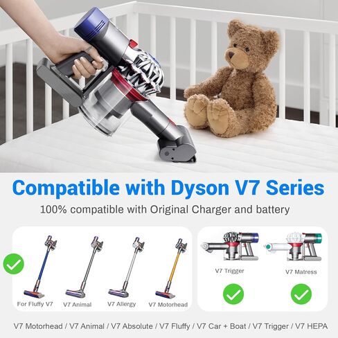 استبدال بطارية V7 لدايسون - بطارية ليثيوم أيون 21.6 فولت 6000 مللي أمبير في الساعة لـ SV11 V7 Motorhead Animal مرتبة إضافية مطلقة للحساسية، المكانس الكهربائية اللاسلكية، تتضمن المرشحات in Kuwait