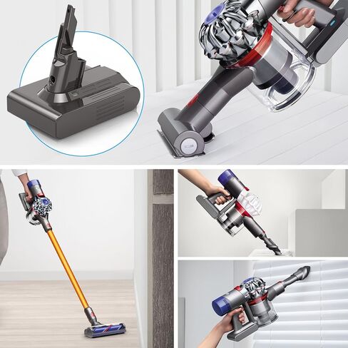 استبدال بطارية V7 لدايسون - بطارية ليثيوم أيون 21.6 فولت 6000 مللي أمبير في الساعة لـ SV11 V7 Motorhead Animal مرتبة إضافية مطلقة للحساسية، المكانس الكهربائية اللاسلكية، تتضمن المرشحات in Kuwait