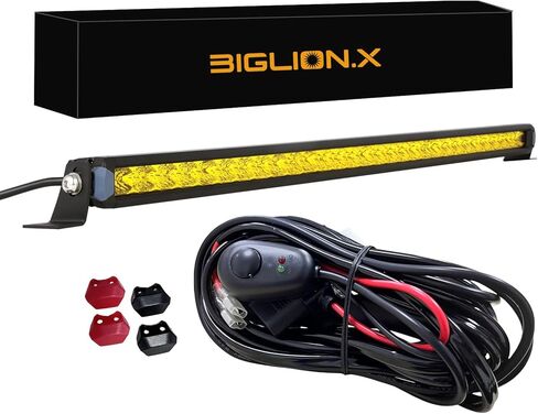 BIGLION.X 31 بوصة شريط ضوء كهرماني 300 وات 33000 لومن صف واحد أصفر LED ضوء بار بقعة فيضان كومبو على الطرق الوعرة ضوء بار للقيادة الليلية الضبابية لشاحنة صغيرة ممتص الصدمات ATV UTV SUV in Kuwait