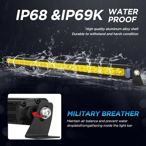 BIGLION.X 31 بوصة شريط ضوء كهرماني 300 وات 33000 لومن صف واحد أصفر LED ضوء بار بقعة فيضان كومبو على الطرق الوعرة ضوء بار للقيادة الليلية الضبابية لشاحنة صغيرة ممتص الصدمات ATV UTV SUV in Kuwait