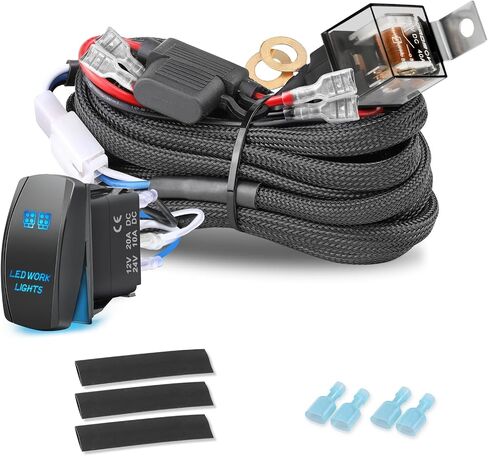 Wiring Harness 1 Lead, Lumimotor LED Light Bar Wiring Harness Kit for Fog Lights Off Road Light Driving Light 12V 40A Relay Fuse Rocker Switch Nylon Wire Kit for Truck SUV UTV ATV Motorcycle Boat in Saudi Arabia