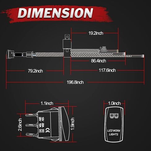 Wiring Harness 1 Lead, Lumimotor LED Light Bar Wiring Harness Kit for Fog Lights Off Road Light Driving Light 12V 40A Relay Fuse Rocker Switch Nylon Wire Kit for Truck SUV UTV ATV Motorcycle Boat in Saudi Arabia