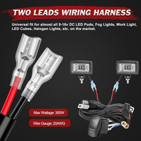 Wiring Harness 1 Lead, Lumimotor LED Light Bar Wiring Harness Kit for Fog Lights Off Road Light Driving Light 12V 40A Relay Fuse Rocker Switch Nylon Wire Kit for Truck SUV UTV ATV Motorcycle Boat in Saudi Arabia
