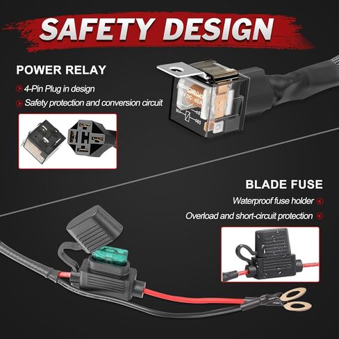 Wiring Harness 1 Lead, Lumimotor LED Light Bar Wiring Harness Kit for Fog Lights Off Road Light Driving Light 12V 40A Relay Fuse Rocker Switch Nylon Wire Kit for Truck SUV UTV ATV Motorcycle Boat in Saudi Arabia