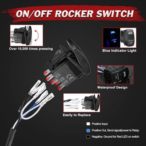 Wiring Harness 1 Lead, Lumimotor LED Light Bar Wiring Harness Kit for Fog Lights Off Road Light Driving Light 12V 40A Relay Fuse Rocker Switch Nylon Wire Kit for Truck SUV UTV ATV Motorcycle Boat in Saudi Arabia