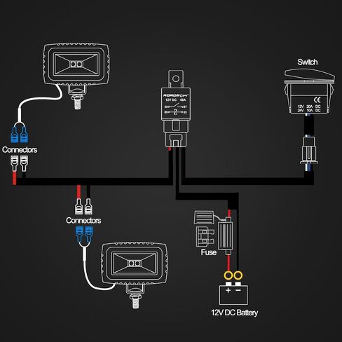 Wiring Harness 1 Lead, Lumimotor LED Light Bar Wiring Harness Kit for Fog Lights Off Road Light Driving Light 12V 40A Relay Fuse Rocker Switch Nylon Wire Kit for Truck SUV UTV ATV Motorcycle Boat in Saudi Arabia