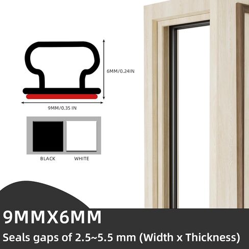 Weather Stripping Door Seal, D-Shape Rubber Door Weather Stripping Door Seal Strip, Self-Adhesive Door Weatherstripping, Door Seal Strip for Door Frame Insulation Large Gap (22ft,White) in Saudi Arabia