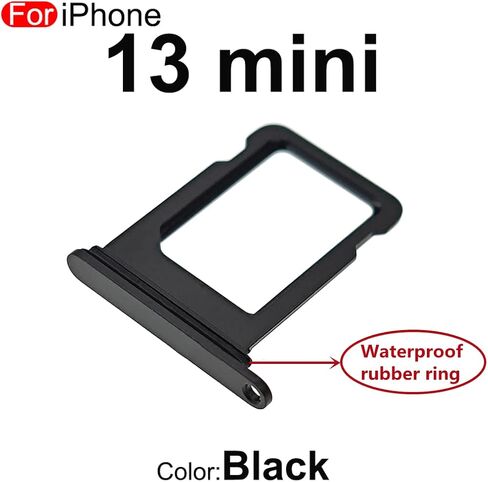Single SIM Card Tray Slot Holder Replacement for iPhone 13 Mini 5.4 inch with Waterproof Rubber Ring and Sim Card Tray Open Eject Pin(All Carriers) (Black) in Saudi Arabia