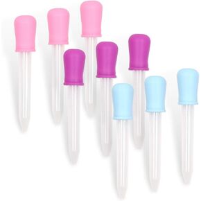 homEdge Liquid Dropper, 9 PCS Silicone and Plastic Droppers – 5 ML Pipettes for Candy Making and Kitchen Gummy Making, Measuring doses of MCT oil – (Blue+Pink+Purple)