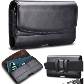 Takfox Phone Holster for Samsung Galaxy S24 Ultra S23 Plus S22 S21 FE S10 Note 20 Ultra A13 A14 A15 A02S A03S A23 A54 iPhone 15 14 Pro Max Leather Cell Phone Pouch Belt Holder Carrying Case, Black