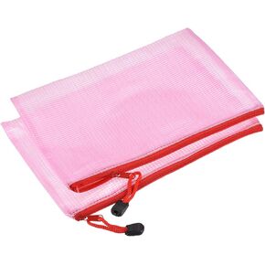 YOKIVE 6 Pack Mesh Zipper Bags, B5 Mesh File Pockets Plastic Document Pouch, Great for Office Appliances Travel Storage(Red)